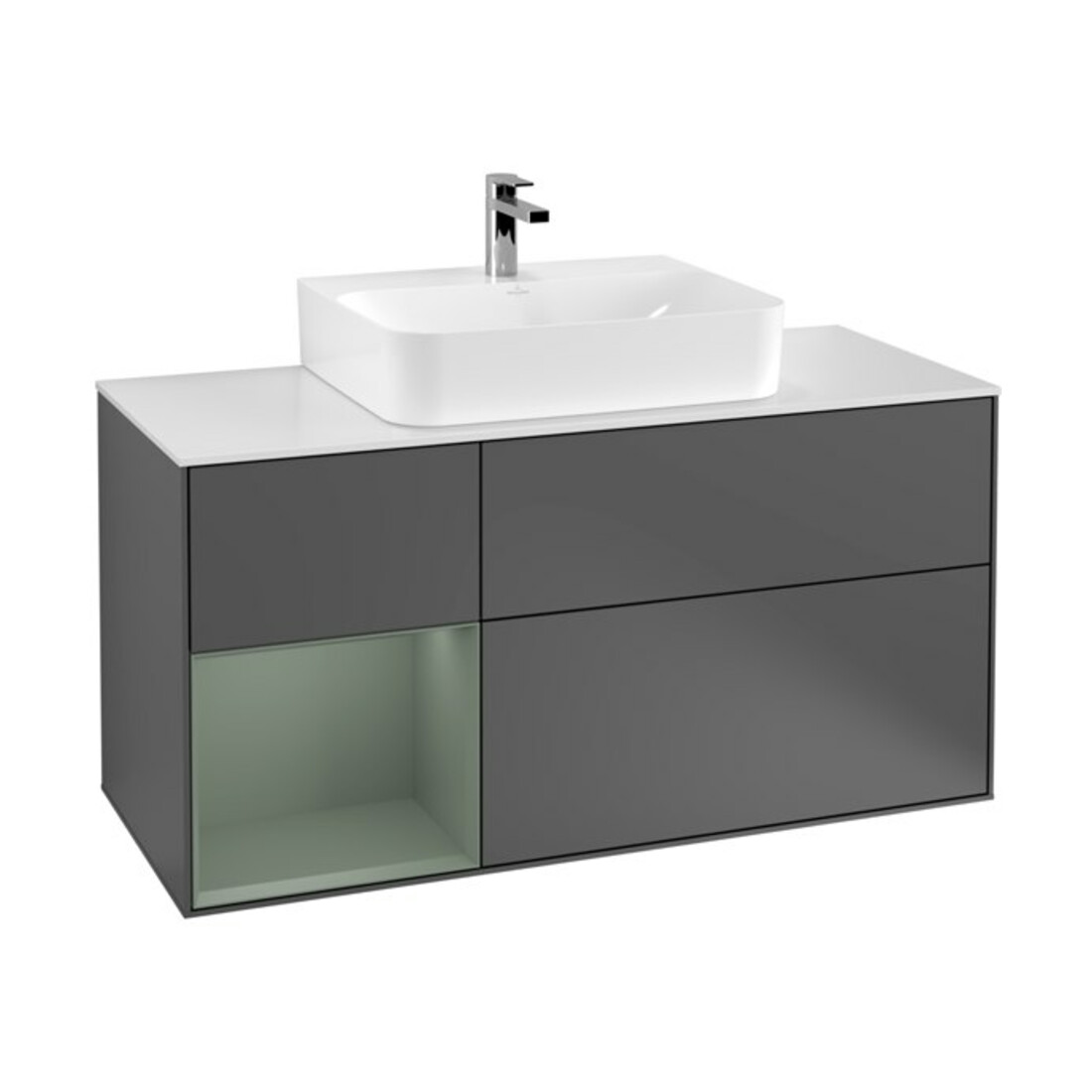 V&B Waschtischunterschrank Finion 120cm, Pl w m, Rg l Ol m Lac, Anthrac. m