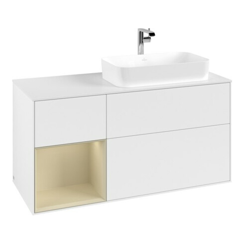 V&B Waschtischunterschrank Finion 120cm, Pl w m, Rg l si G m La, wh. m Lac