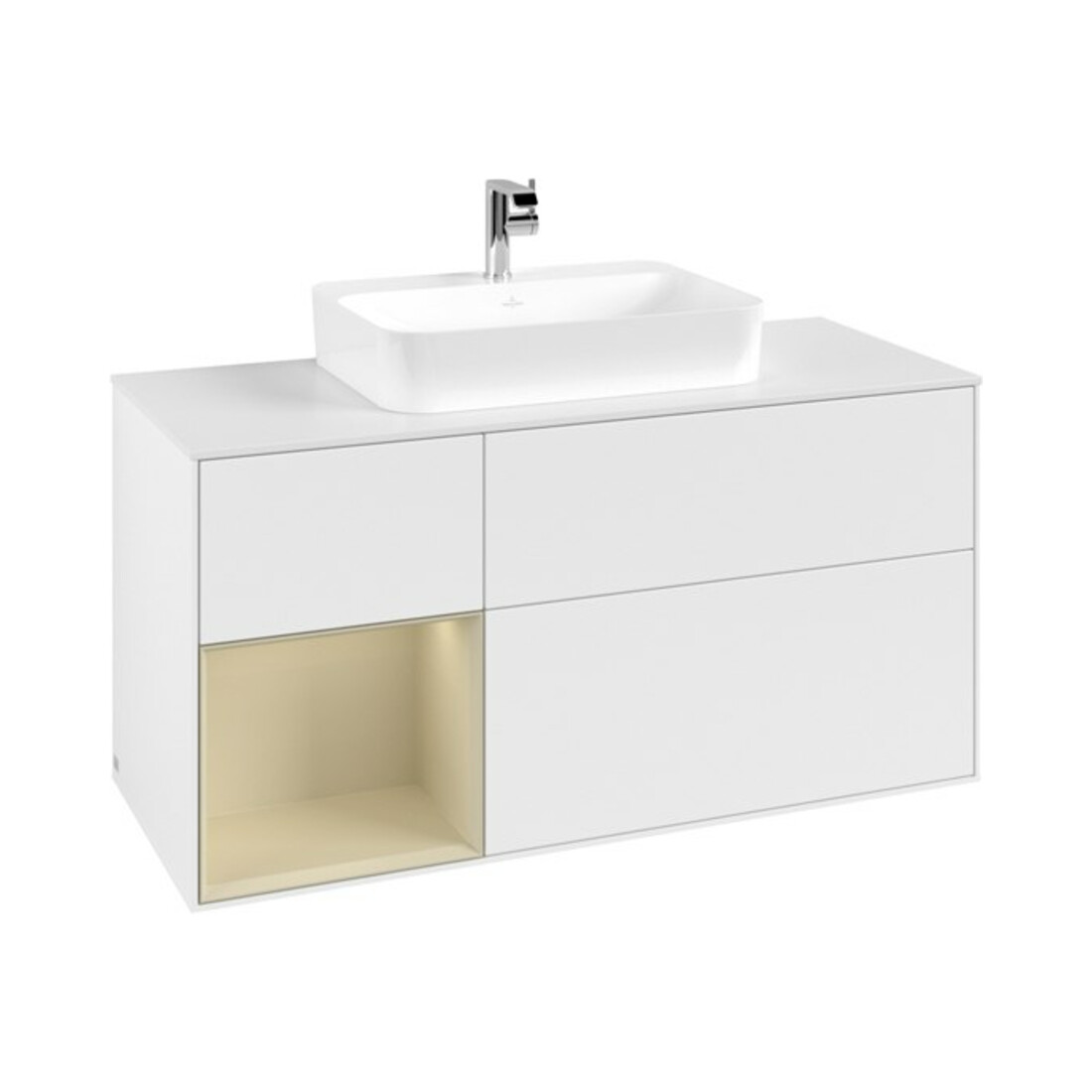 V&B Waschtischunterschrank Finion 120cm, Pl w m, Rg l si G m La, wh. m Lac
