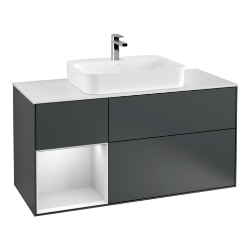 V&B Waschtischunterschrank Finion 120cm, Pl w m, Rg l w m La, md bl. m Lac