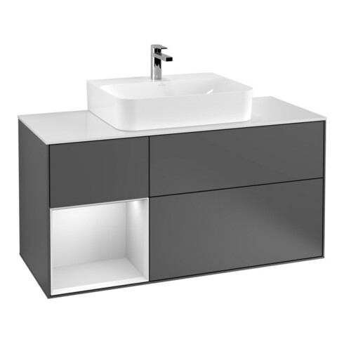 V&B Waschtischunterschrank Finion 120cm, Pl w m, Rg l w m Lac, Anthrac. m