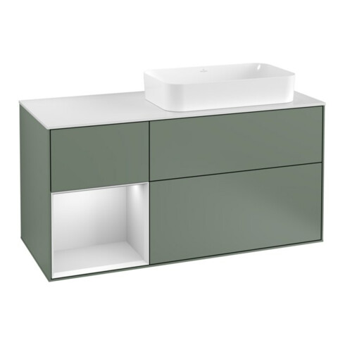 V&B Waschtischunterschrank Finion 120cm, Pl w m, Rg l w m Lac, Oli. m Lac