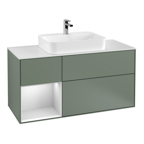 V&B Waschtischunterschrank Finion 120cm, Pl w m, Rg l w m Lac, Oli. m Lac