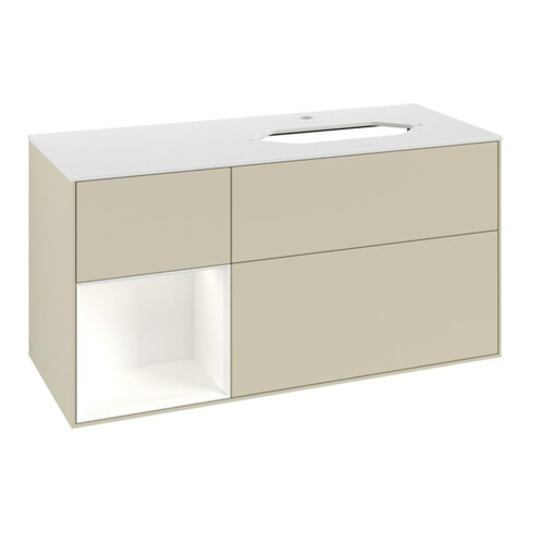 V&B Waschtischunterschrank Finion 120cm, Pl w m, Rg l w m Lac, si Gr m Lac