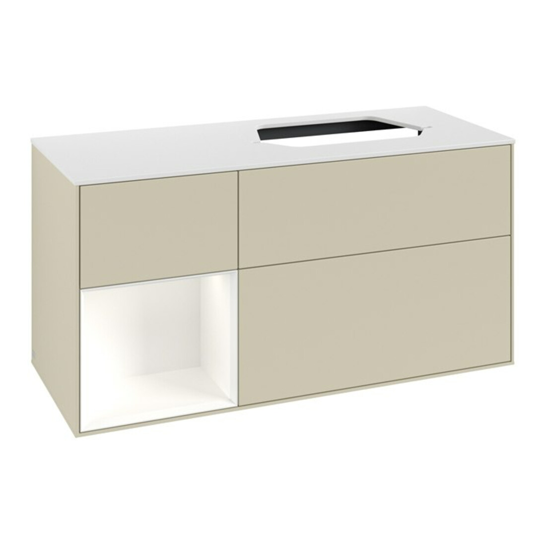 V&B Waschtischunterschrank Finion 120cm, Pl w m, Rg l w m Lac, si Gr m Lac