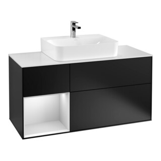 V&B Waschtischunterschrank Finion 120cm, Pl w m, Rg l wh. m Lac, bla m Lac