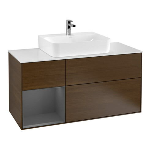V&B Waschtischunterschrank Finion 120cm, Pl w m, Rg li Anthrac. m, wal ven