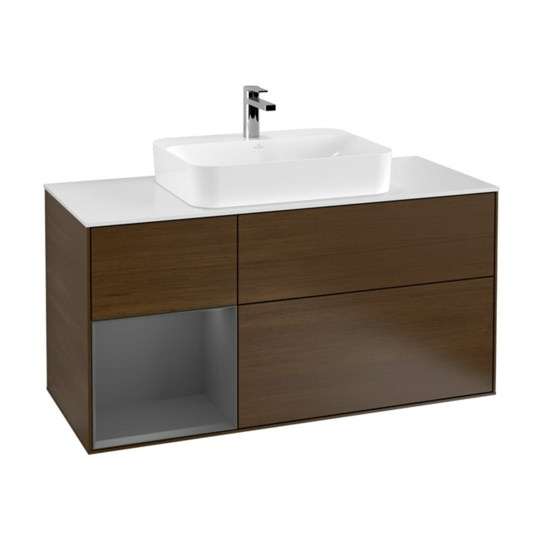 V&B Waschtischunterschrank Finion 120cm, Pl w m, Rg li Anthrac. m, wal ven