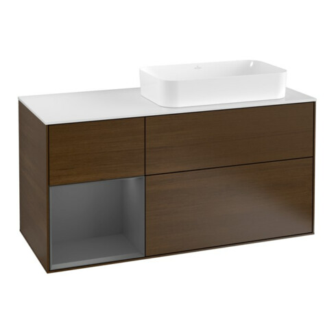 V&B Waschtischunterschrank Finion 120cm, Pl w m, Rg li Anthrac. m, wal ven