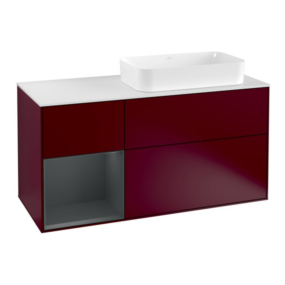V&B Waschtischunterschrank Finion 120cm, Pl w m, Rg li md bl. m Lac, Peo m