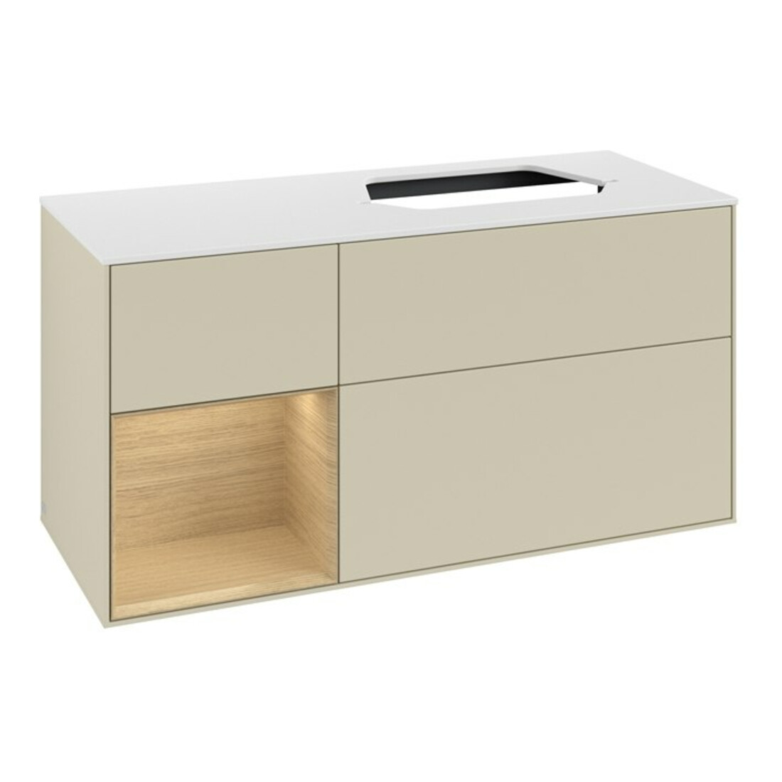 V&B Waschtischunterschrank Finion 120cm, Pl w m, Rg li Oa ven, si Gr m Lac