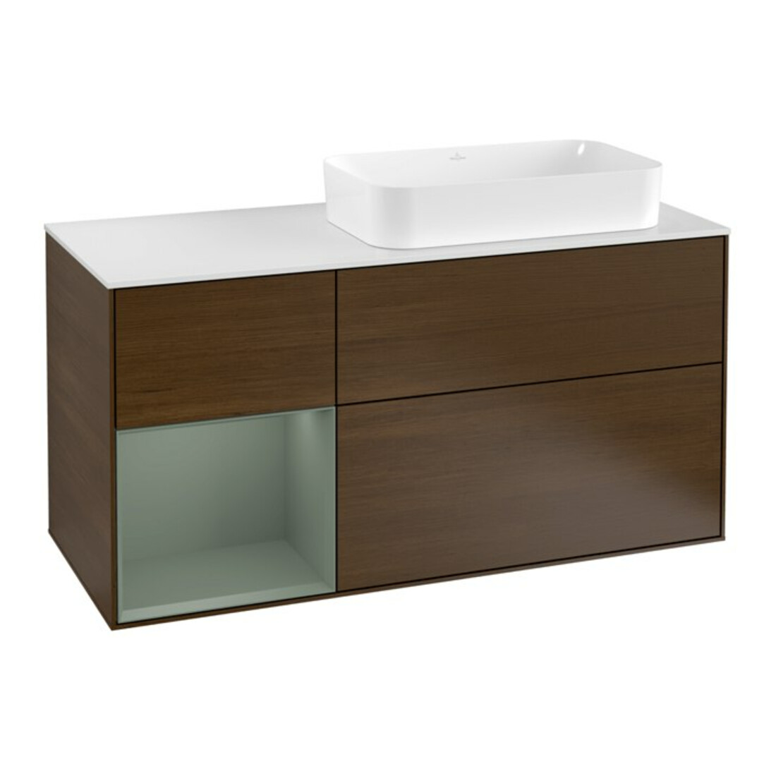 V&B Waschtischunterschrank Finion 120cm, Pl w m, Rg li Oli. m Lac, wal ven