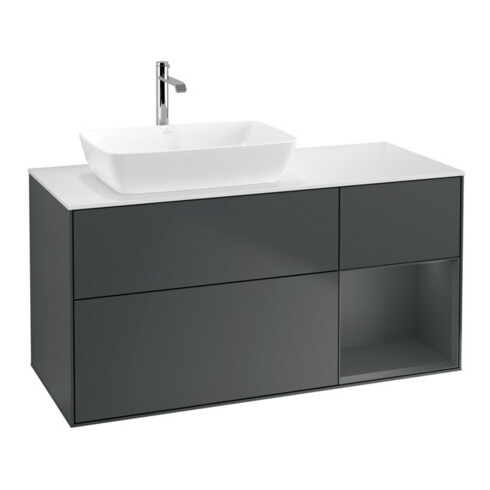 V&B Waschtischunterschrank Finion 120cm, Pl w m, Rg md m Lac, md bl. m Lac