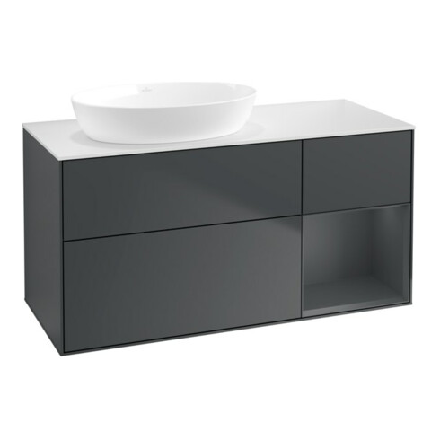 V&B Waschtischunterschrank Finion 120cm, Pl w m, Rg md m Lac, md bl. m Lac