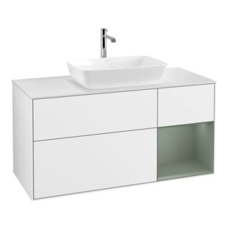 V&B Waschtischunterschrank Finion 120cm, Pl w m, Rg Ol m Lac, glo wh. Lac