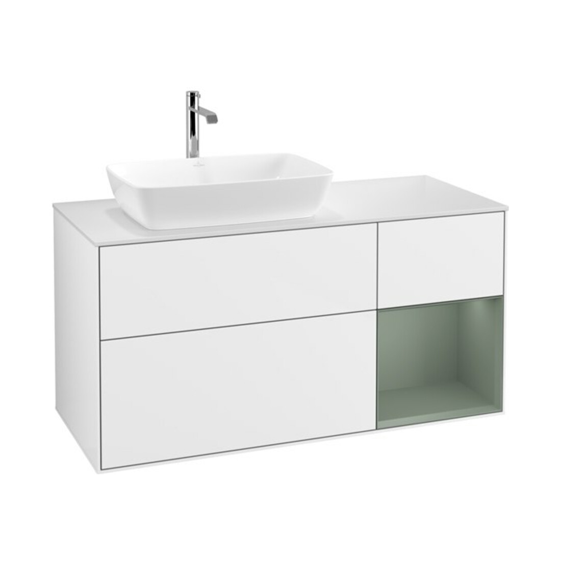 V&B Waschtischunterschrank Finion 120cm, Pl w m, Rg Ol m Lac, glo wh. Lac