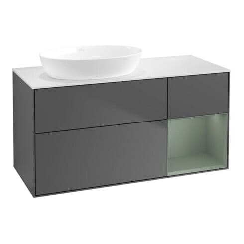 V&B Waschtischunterschrank Finion 120cm, Pl w m, Rg Oli. m Lac, Anthrac. m