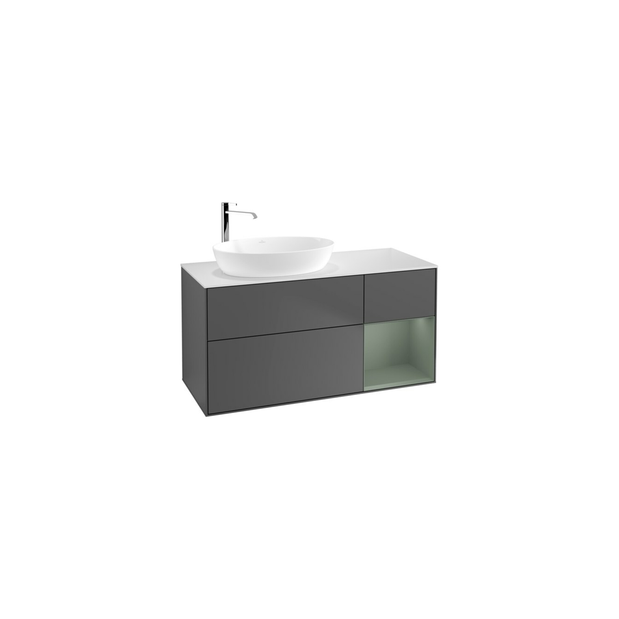 V&B Waschtischunterschrank Finion 120cm, Pl w m, Rg Oli. m Lac, Anthrac. m ; Villeroy & Boch