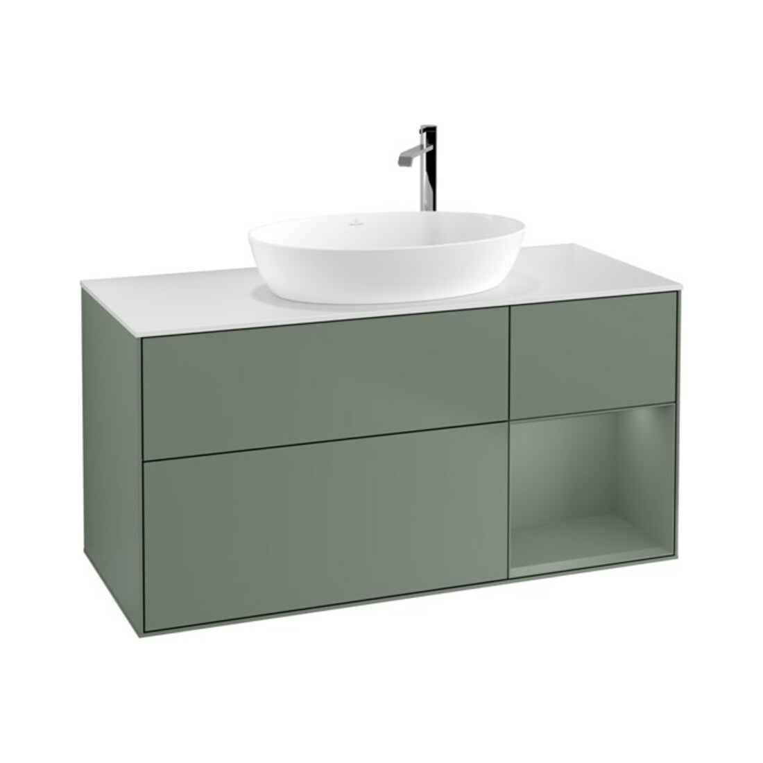 V&B Waschtischunterschrank Finion 120cm, Pl w m, Rg Oli. m Lac, Oli. m Lac