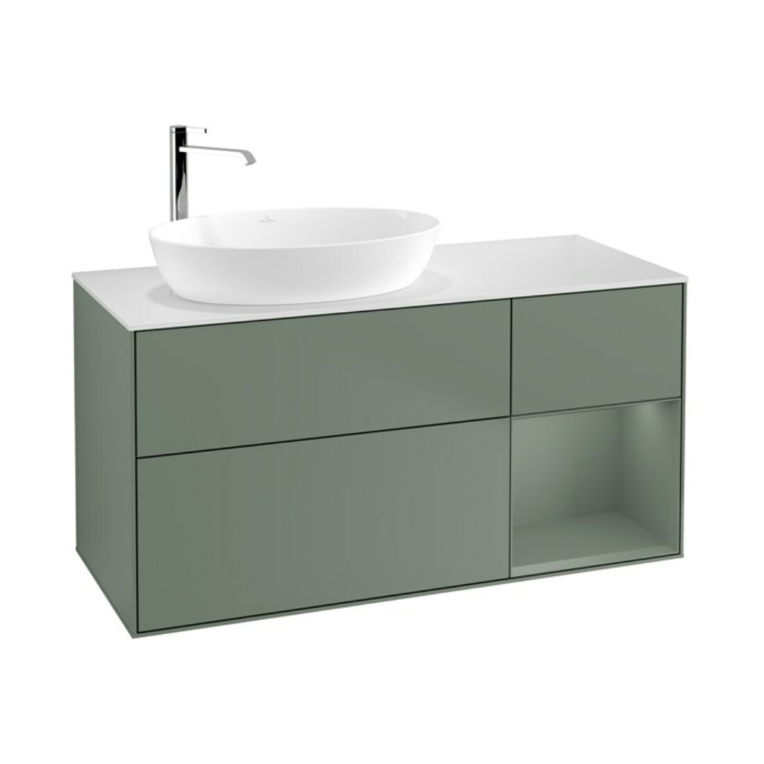 V&B Waschtischunterschrank Finion 120cm, Pl w m, Rg Oli. m Lac, Oli. m Lac