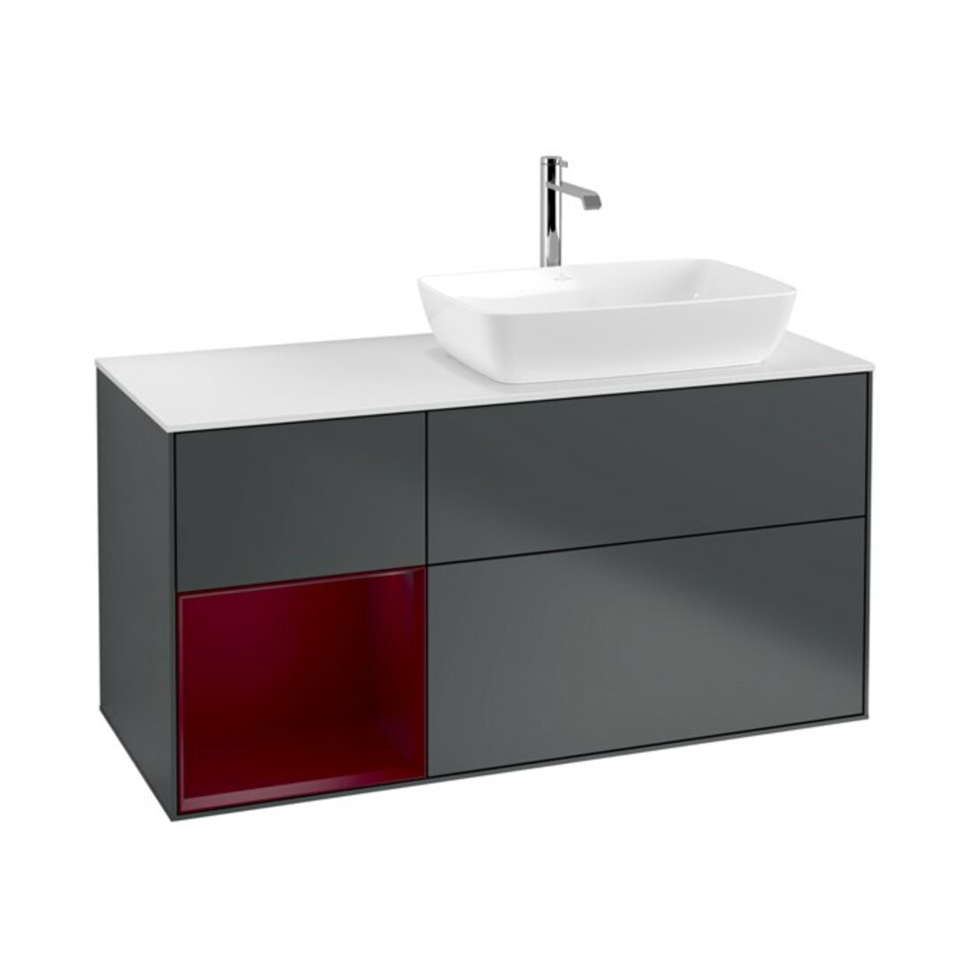 V&B Waschtischunterschrank Finion 120cm, Pl w m, Rg Peo m La, md bl. m Lac