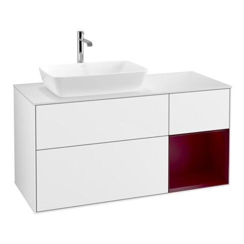 V&B Waschtischunterschrank Finion 120cm, Pl w m, Rg Peo m Lac, glo wh. Lac