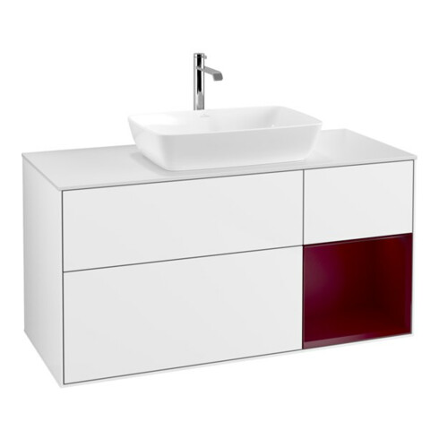 V&B Waschtischunterschrank Finion 120cm, Pl w m, Rg Peo m Lac, glo wh. Lac