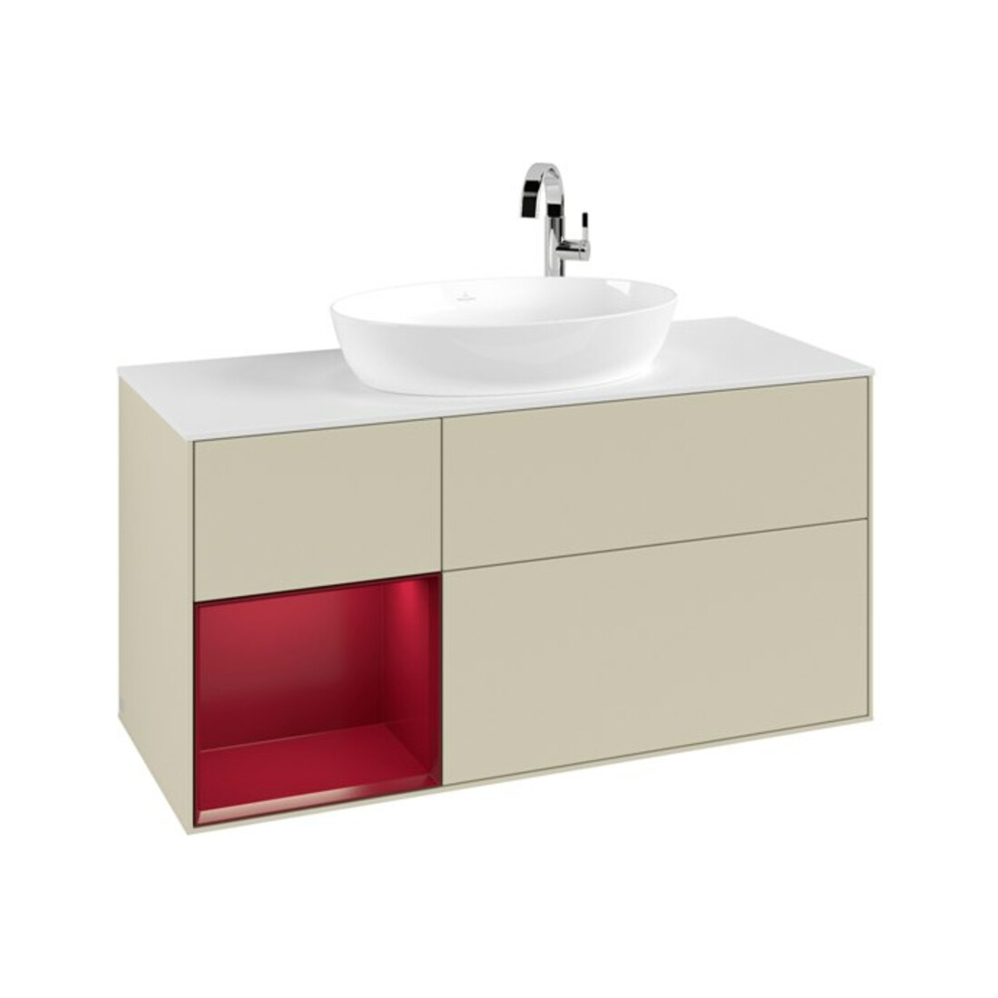 V&B Waschtischunterschrank Finion 120cm, Pl w m, Rg Peo m Lac, si Gr m Lac