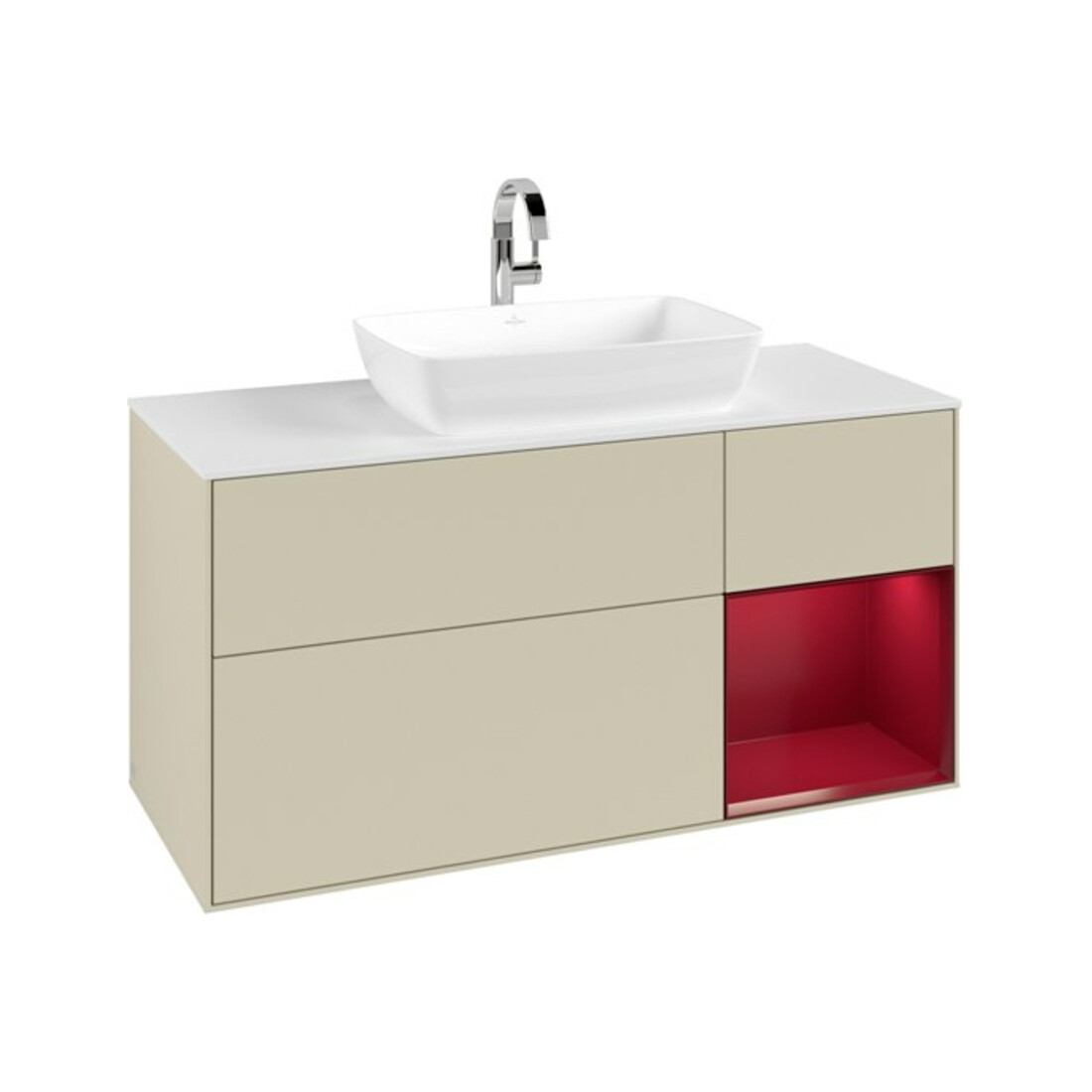 V&B Waschtischunterschrank Finion 120cm, Pl w m, Rg Peo m Lac, si Gr m Lac