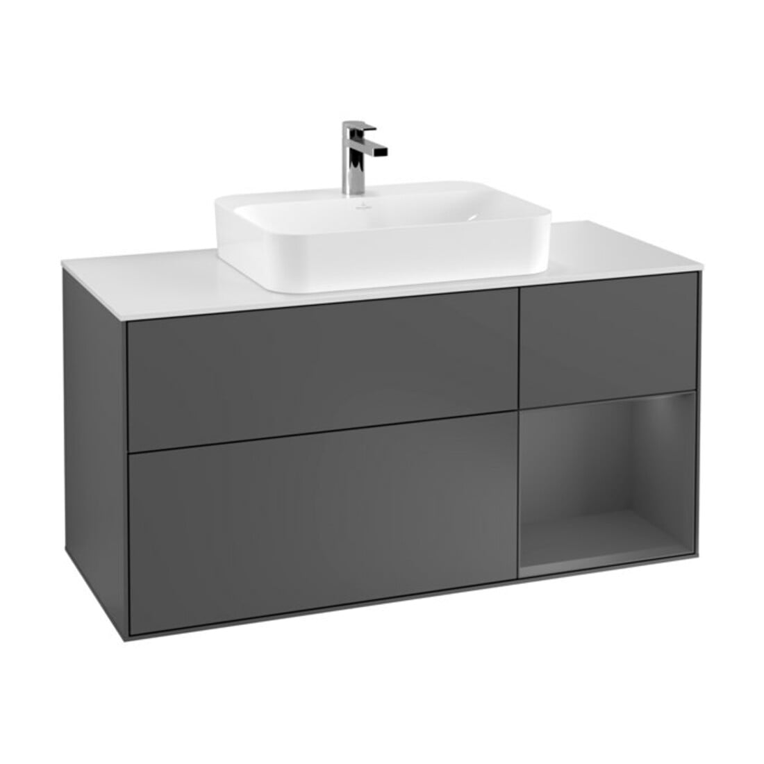 V&B Waschtischunterschrank Finion 120cm, Pl w m, Rg r A m, Anthrac. m