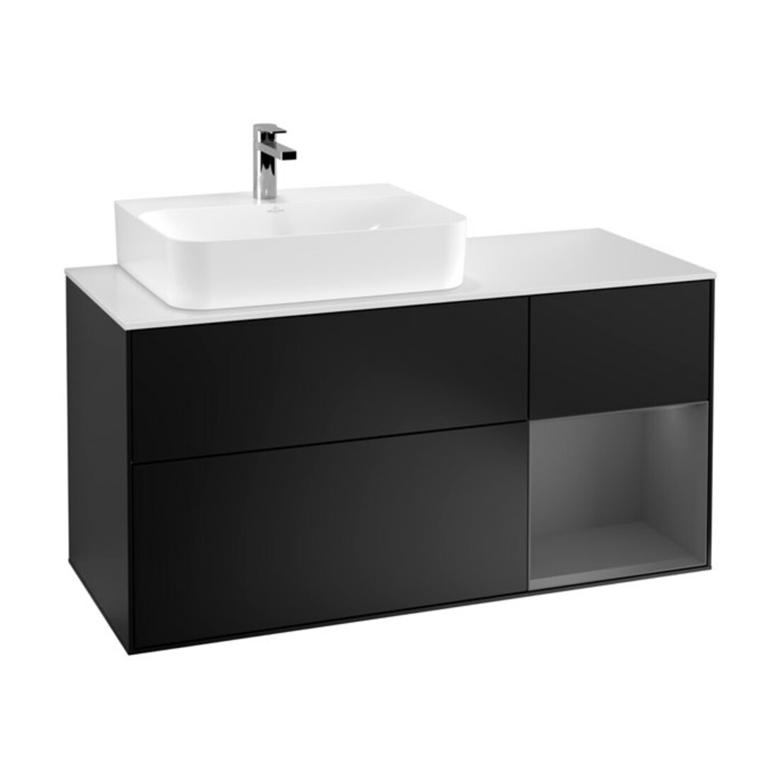 V&B Waschtischunterschrank Finion 120cm, Pl w m, Rg r A m, bla m Lac