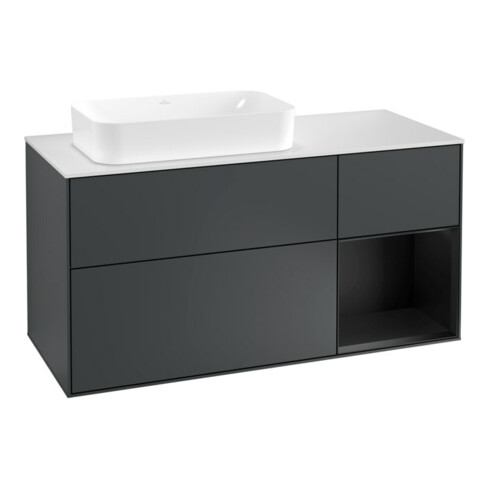V&B Waschtischunterschrank Finion 120cm, Pl w m, Rg r b m La, md bl. m Lac