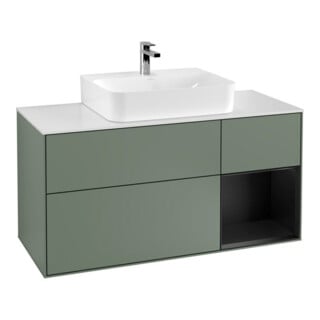 V&B Waschtischunterschrank Finion 120cm, Pl w m, Rg r b m Lac, Oli. m Lac