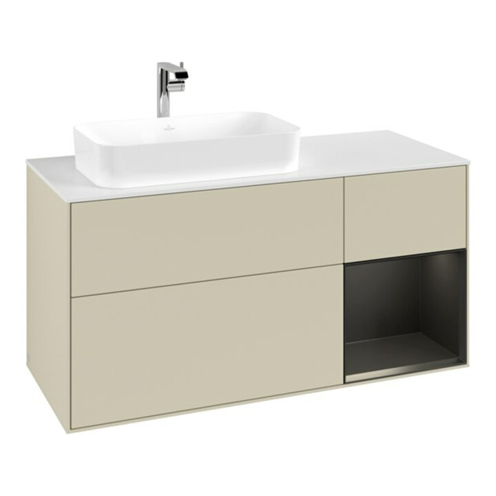 V&B Waschtischunterschrank Finion 120cm, Pl w m, Rg r b m Lac, si Gr m Lac