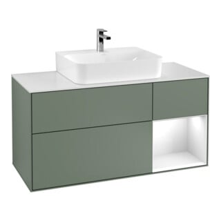 V&B Waschtischunterschrank Finion 120cm, Pl w m, Rg r g w Lac, Oli. m Lac