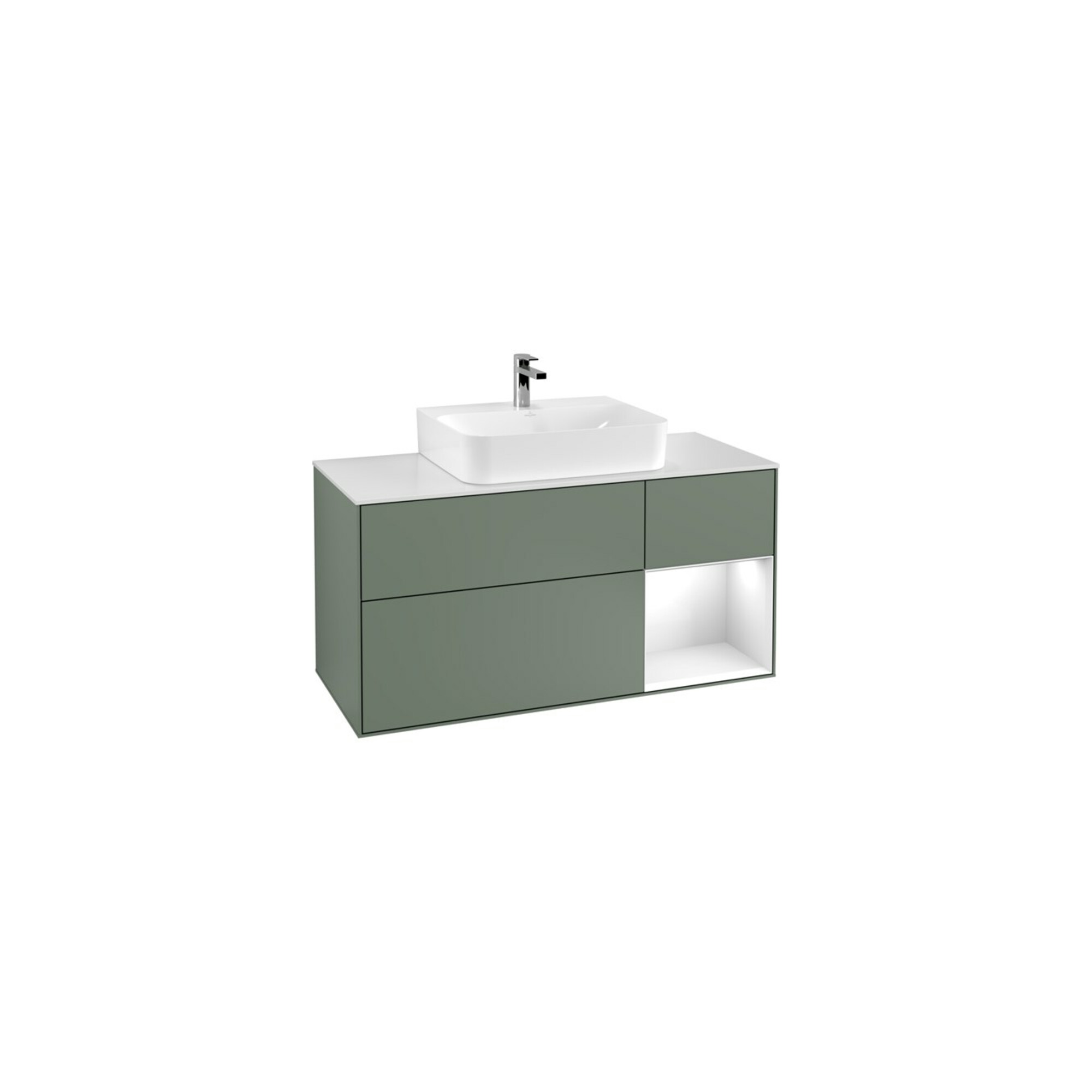 V&B Waschtischunterschrank Finion 120cm, Pl w m, Rg r g w Lac, Oli. m Lac ; Villeroy & Boch