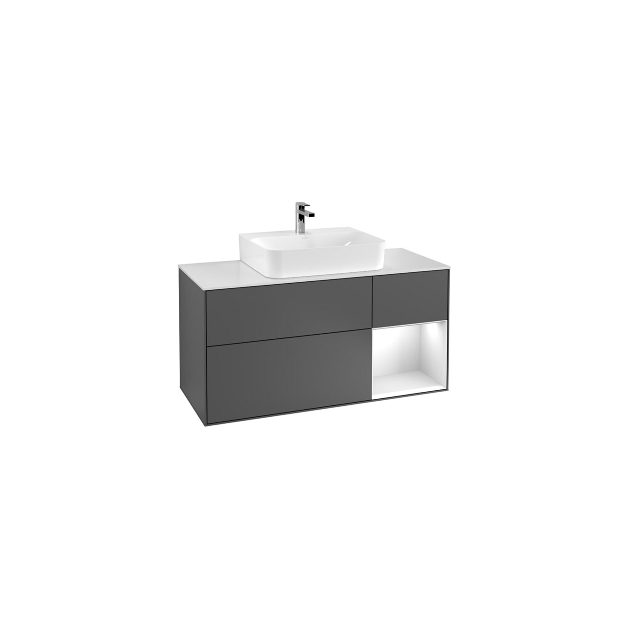 V&B Waschtischunterschrank Finion 120cm, Pl w m, Rg r g w Lac, si Gr m Lac ; Villeroy & Boch