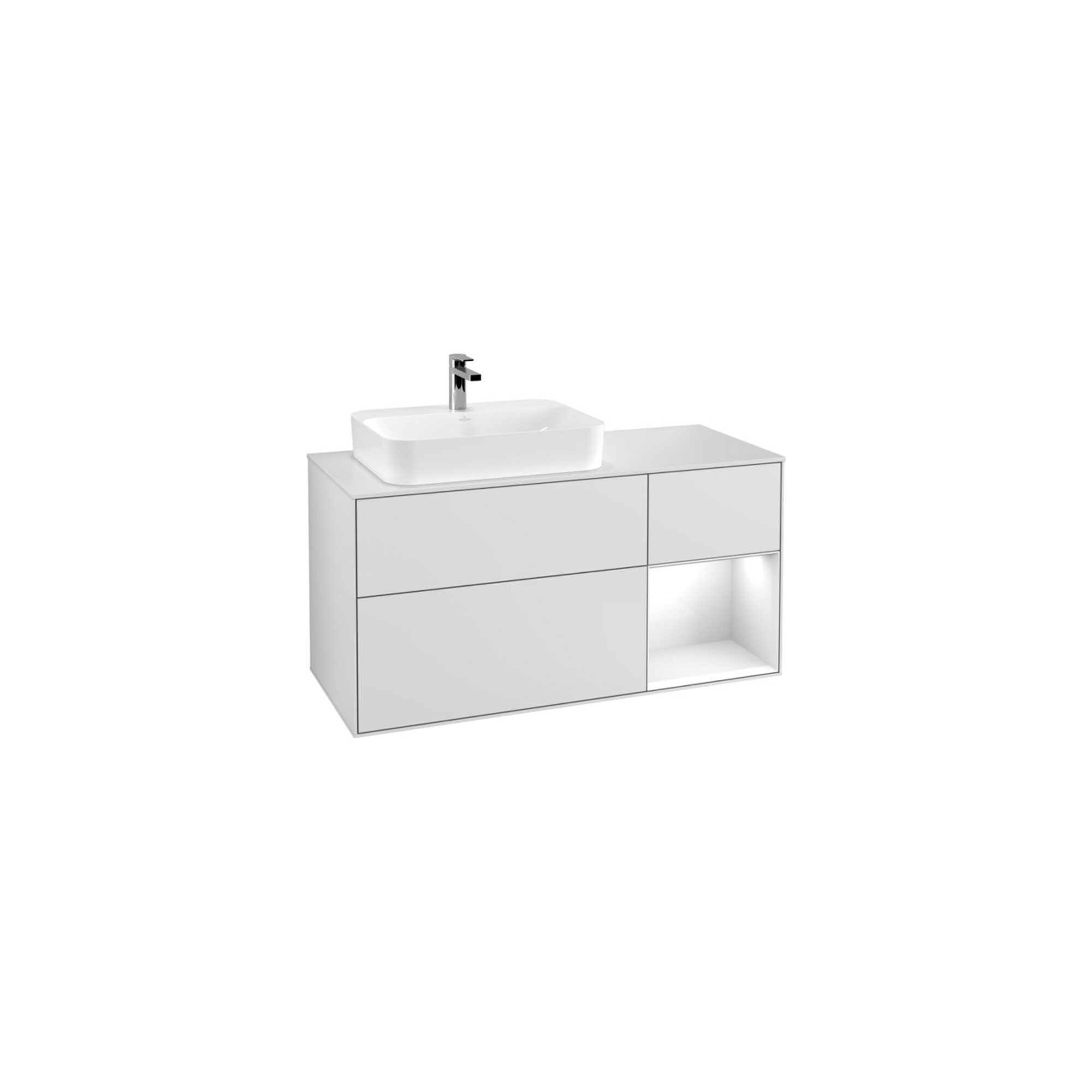 V&B Waschtischunterschrank Finion 120cm, Pl w m, Rg r g wh. Lac, wh. m Lac ; Villeroy & Boch