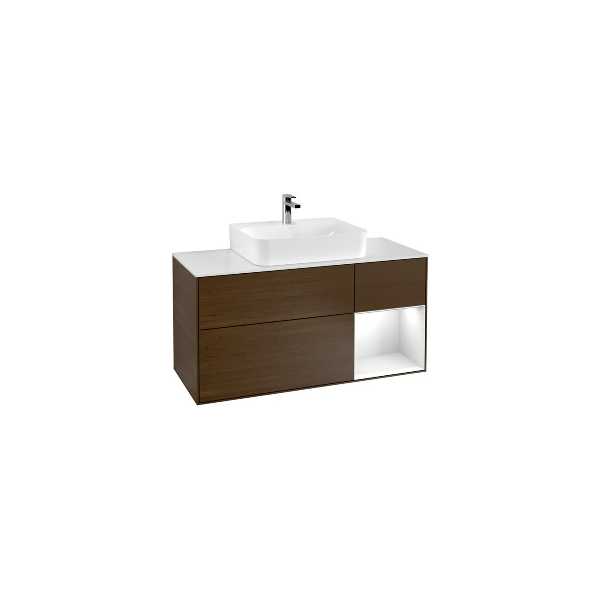 V&B Waschtischunterschrank Finion 120cm, Pl w m, Rg r glo wh. Lac, wal ven ; Villeroy & Boch