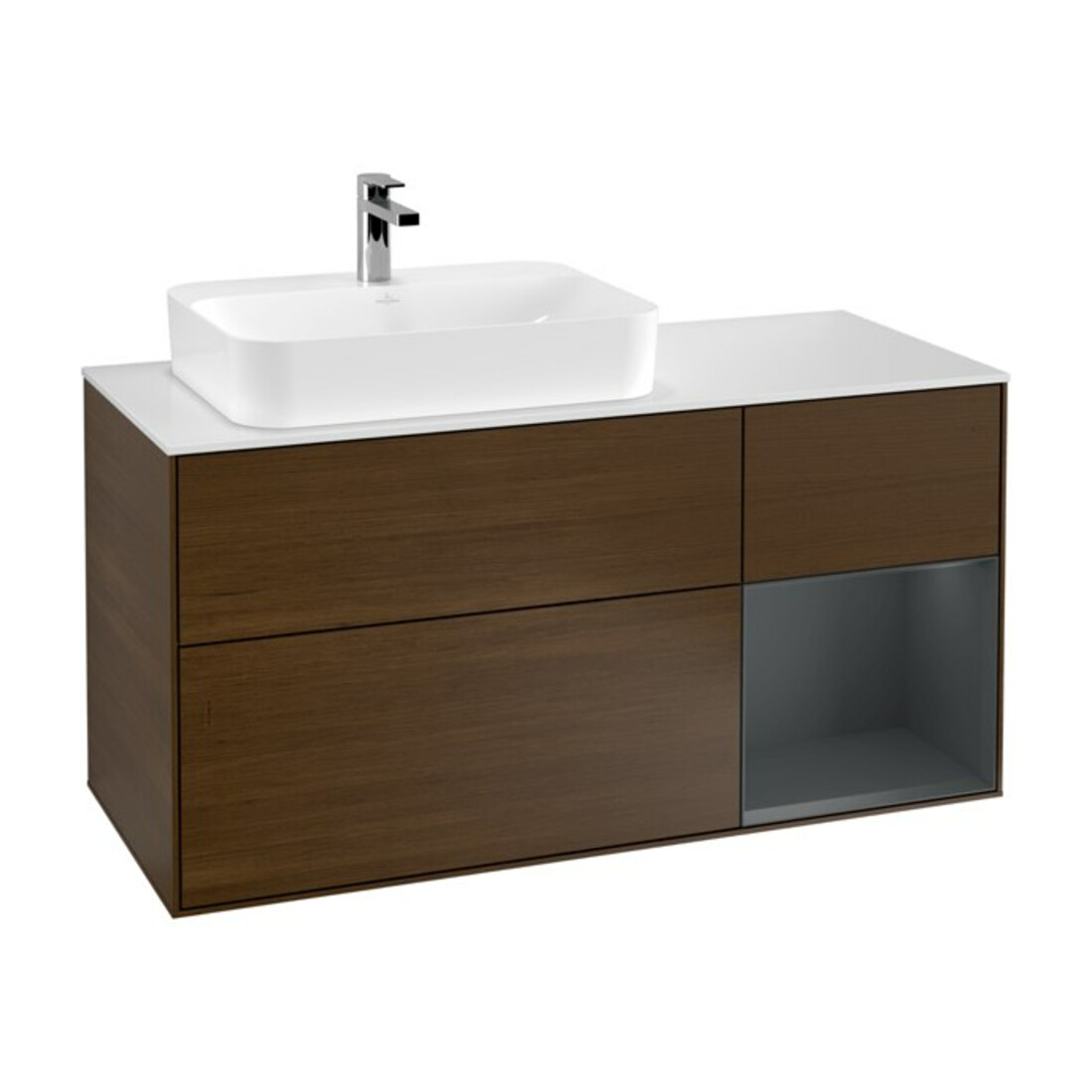 V&B Waschtischunterschrank Finion 120cm, Pl w m, Rg r md b m Lac, wal ven