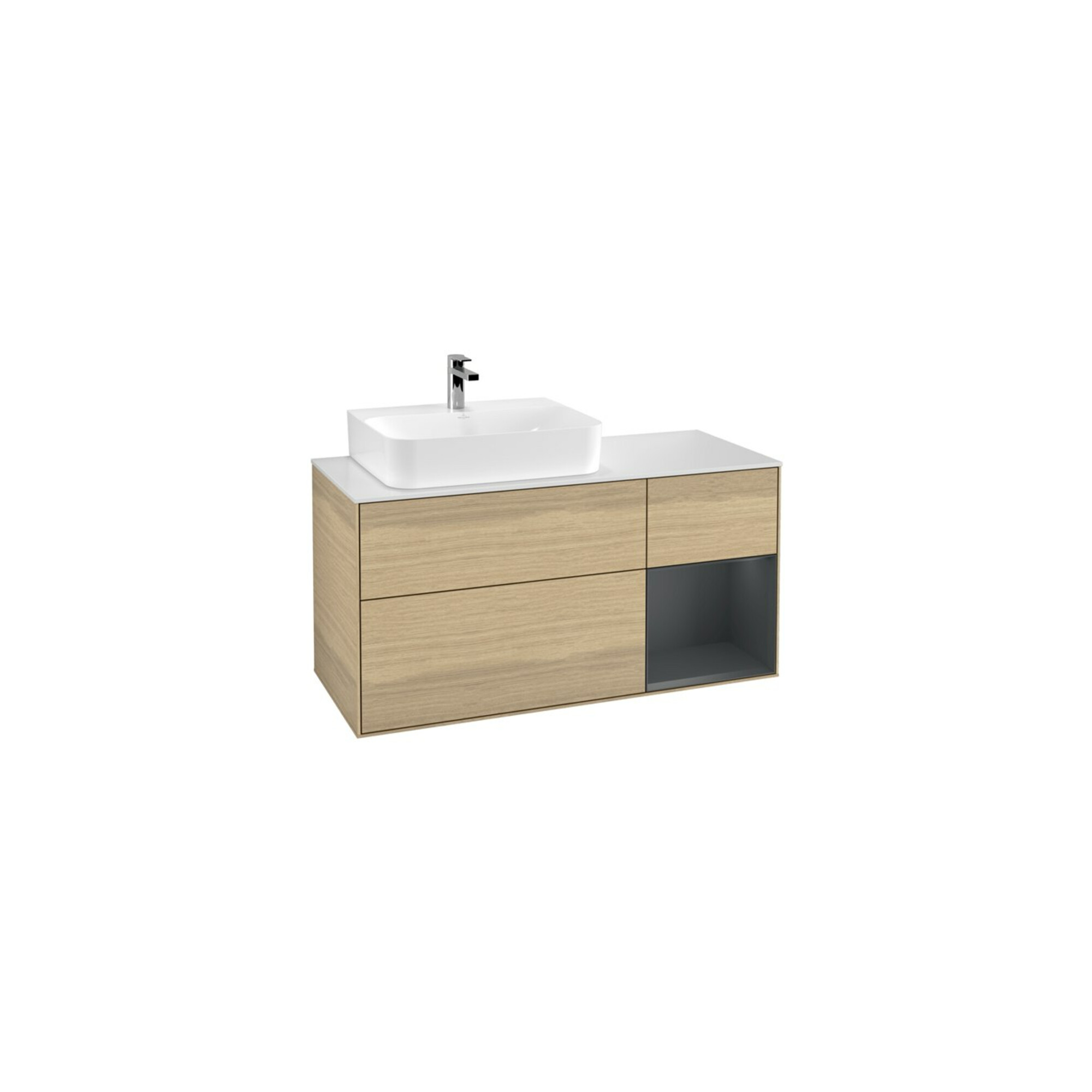 V&B Waschtischunterschrank Finion 120cm, Pl w m, Rg r md bl. m Lac, Oa ven ; Villeroy & Boch