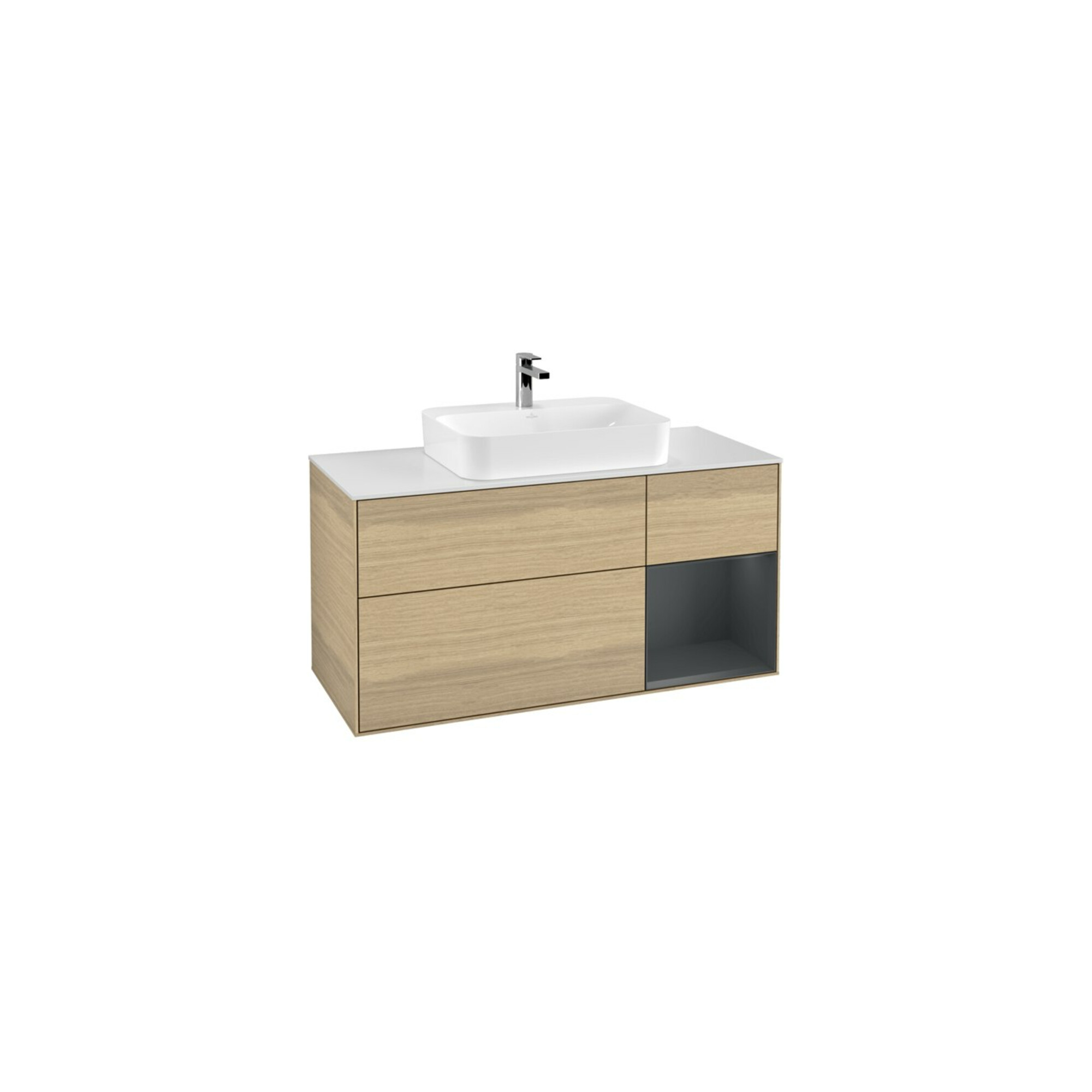 V&B Waschtischunterschrank Finion 120cm, Pl w m, Rg r md bl. m Lac, Oa ven ; Villeroy & Boch