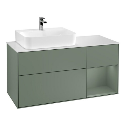 V&B Waschtischunterschrank Finion 120cm, Pl w m, Rg r Ol m Lac, Oli. m Lac