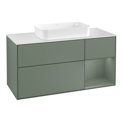 V&B Waschtischunterschrank Finion 120cm, Pl w m, Rg r Ol m Lac, Oli. m Lac