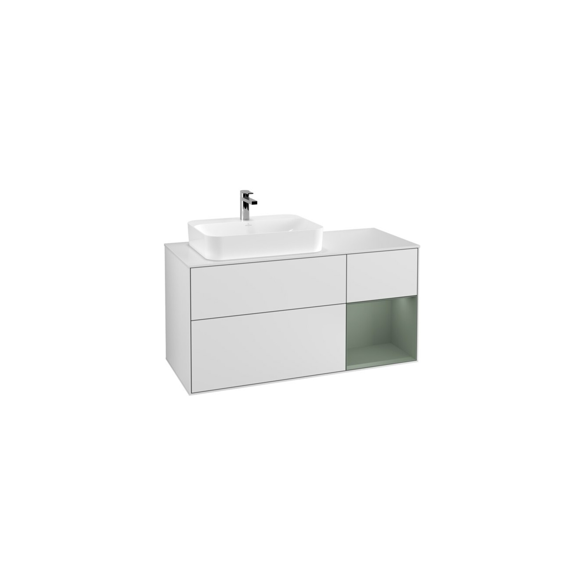 V&B Waschtischunterschrank Finion 120cm, Pl w m, Rg r Ol m Lac, wh. m Lac ; Villeroy & Boch