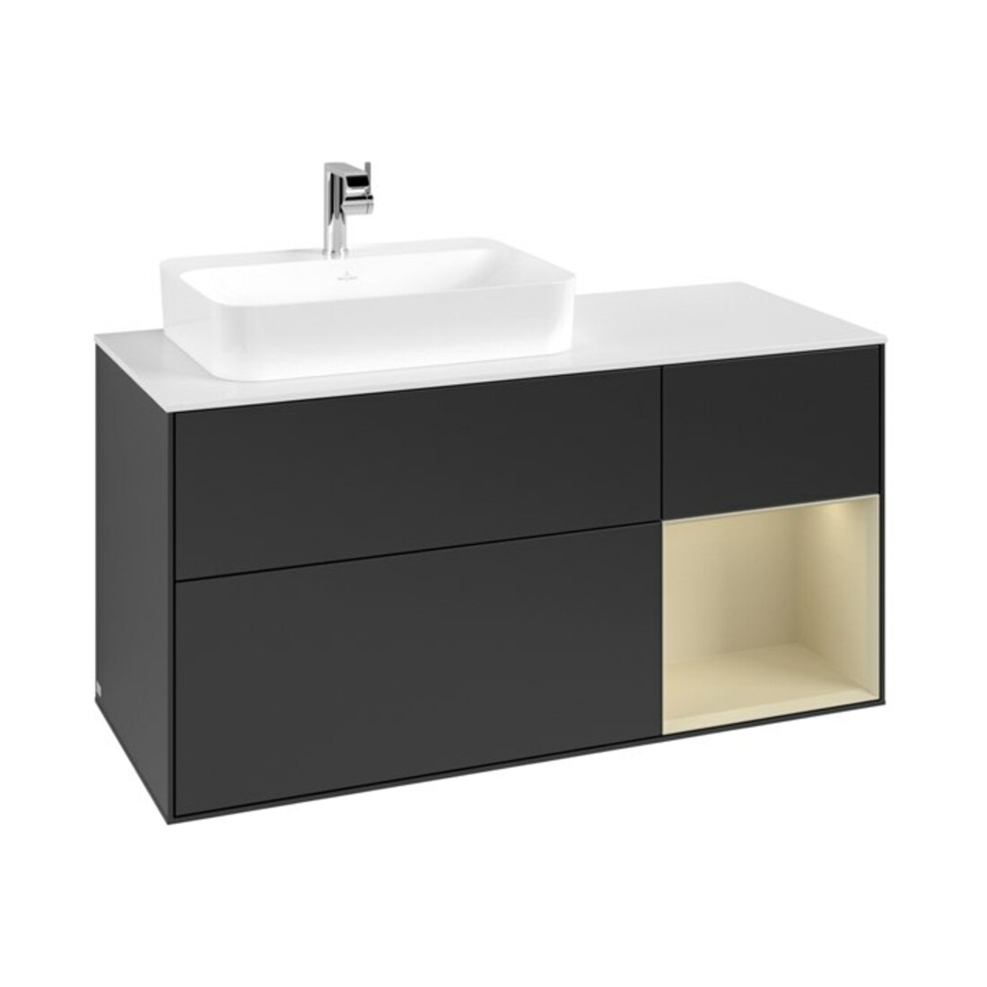 V&B Waschtischunterschrank Finion 120cm, Pl w m, Rg r si G m La, bla m Lac