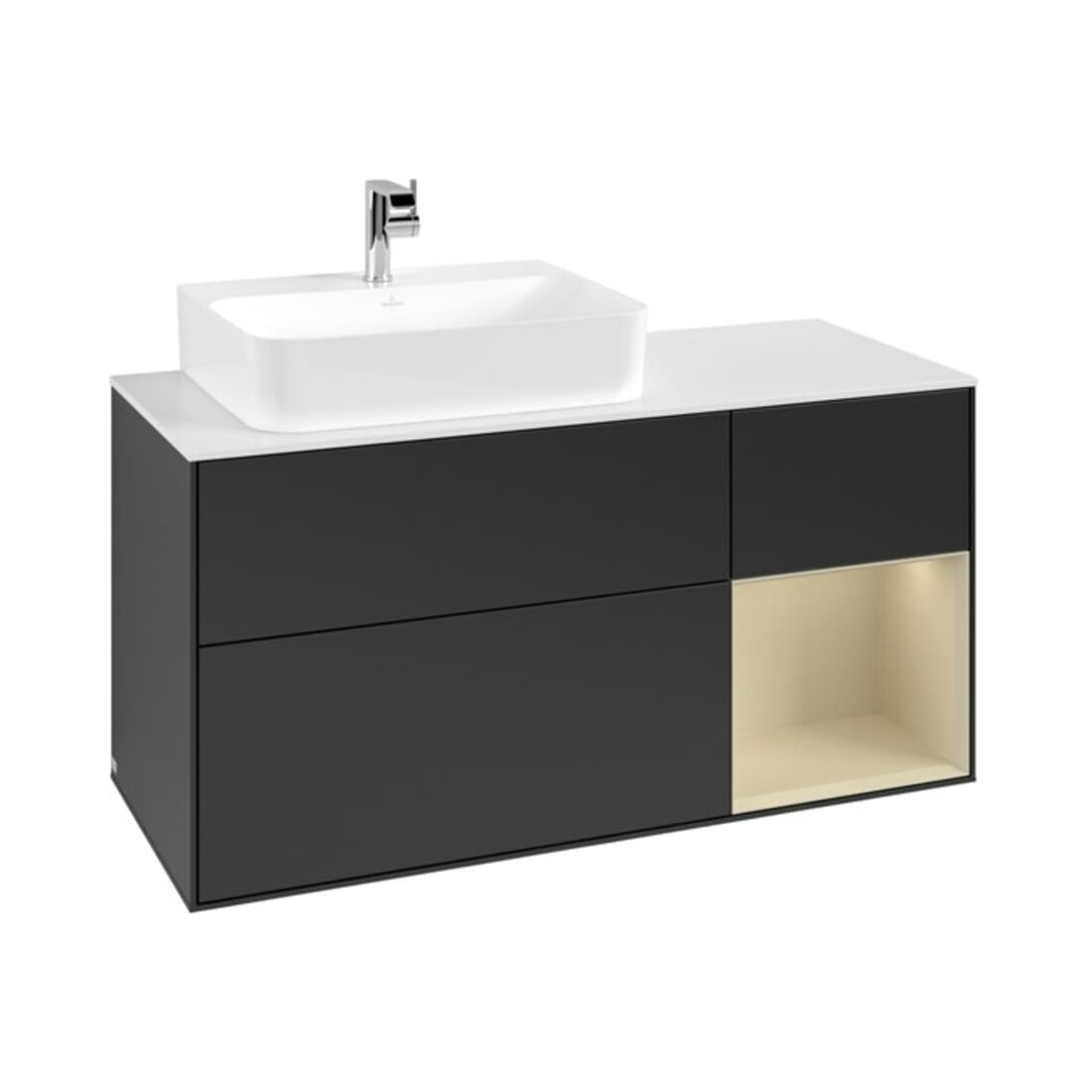 V&B Waschtischunterschrank Finion 120cm, Pl w m, Rg r si G m La, bla m Lac