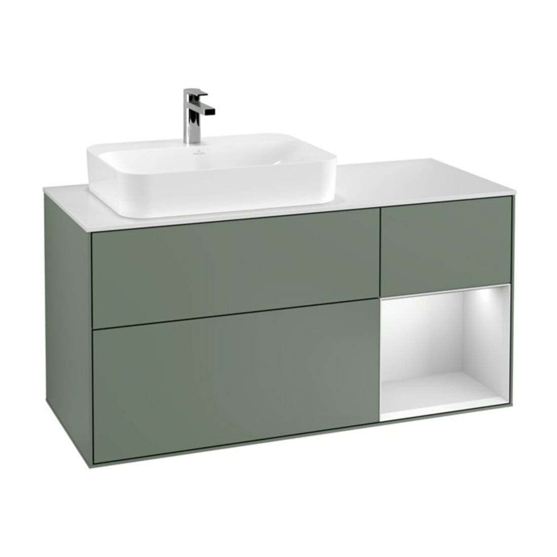 V&B Waschtischunterschrank Finion 120cm, Pl w m, Rg r w m Lac, Oli. m Lac