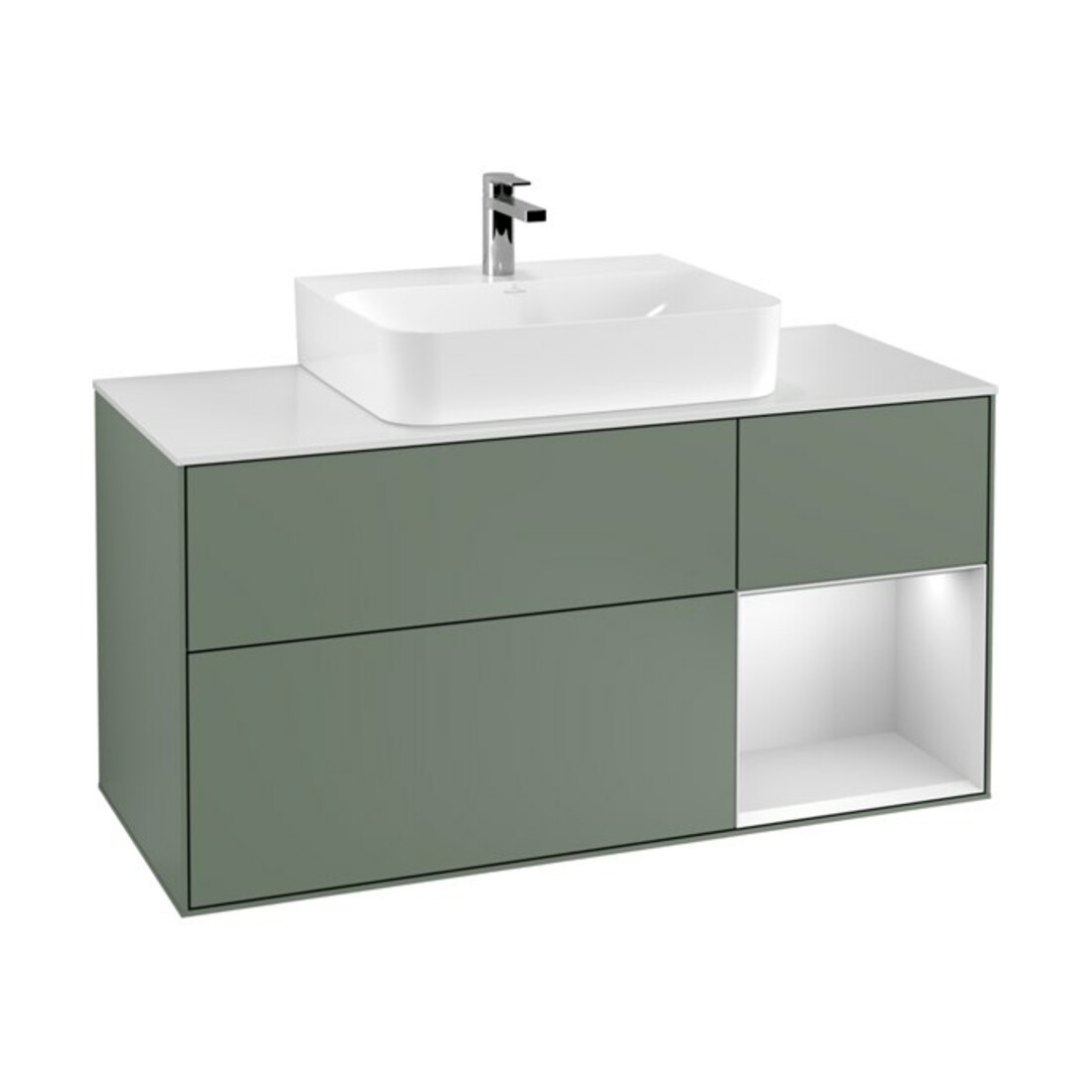 V&B Waschtischunterschrank Finion 120cm, Pl w m, Rg r w m Lac, Oli. m Lac