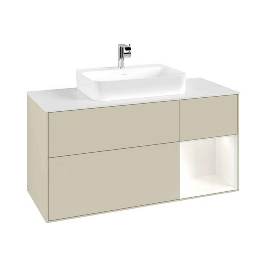 V&B Waschtischunterschrank Finion 120cm, Pl w m, Rg r w m Lac, si Gr m Lac